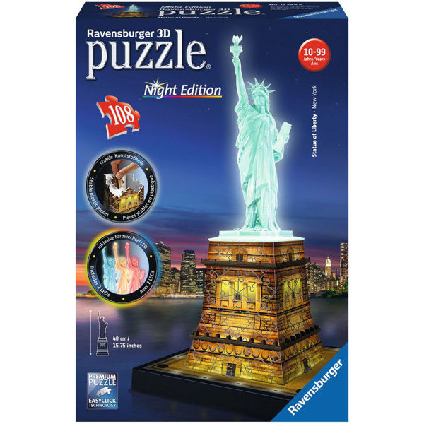Ravensburger 3D Puzzle Άγαλμα της Ελευθερίας Night Edition (12596)