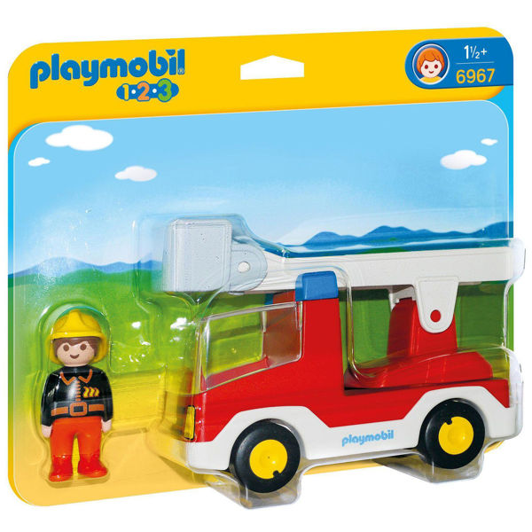 Playmobil 1.2.3. Πυροσβέστης Με Κλιμακοφόρο Όχημα (6967)