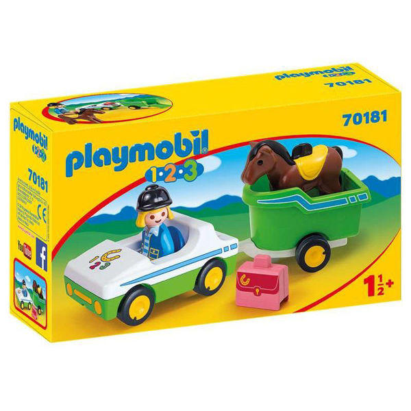 Playmobil 1.2.3. Όχημα Με Τρέιλερ Μεταφοράς Αλόγου (70181)
