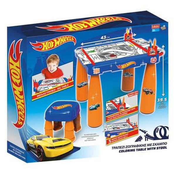 Hot Wheels Τραπέζι Ζωγραφικής Με Σκαμπό (9617)