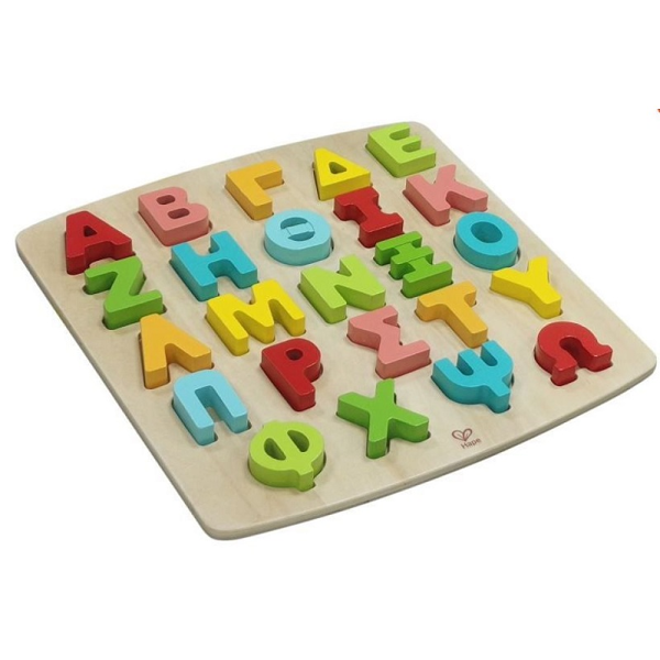 Hape Happy Puzzles Ξύλινο Παζλ Alphabet-Greek (E8661AG53)A