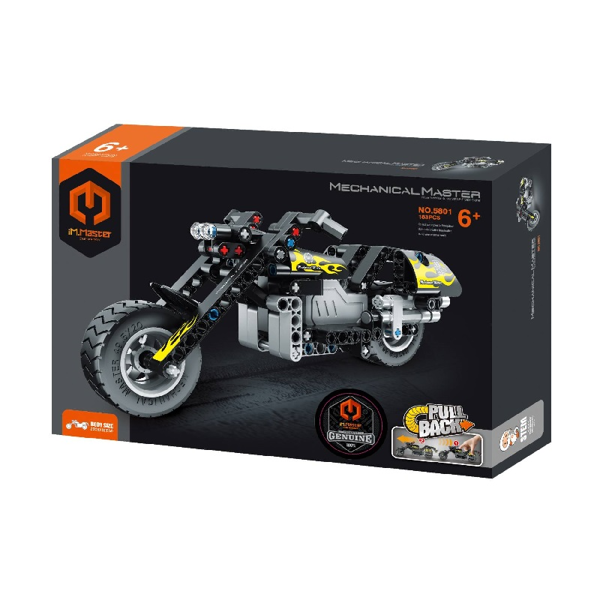 Mechanical Master Pull Back Μαύρη Μηχανή Με Φλόγες (5801)