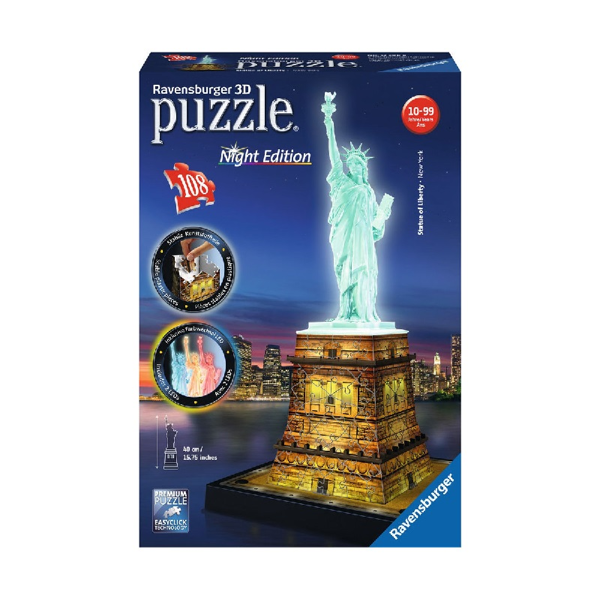 Ravensburger 3D Puzzle Άγαλμα της Ελευθερίας Night Edition (12596)