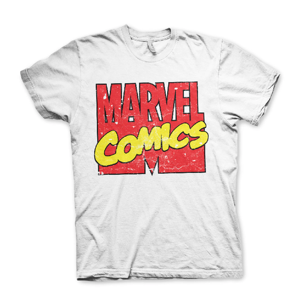 T-Shirt Marvel L (Vintage Comics Logo-White)