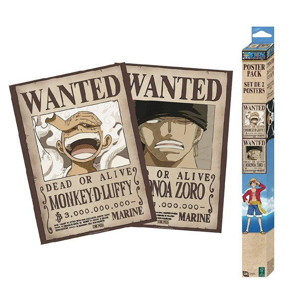 One Piece Luffy Gear Five & Zoro Wanted Poster 2-Pack (52x38cm) (GBYDCO683)